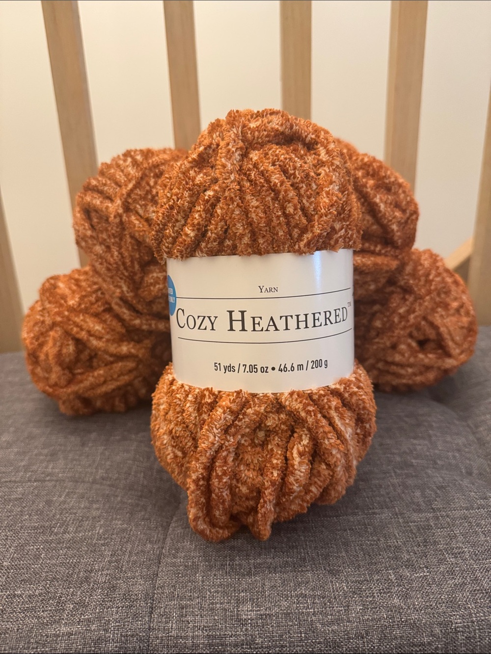 Cozy Heathered Yarn - Rust Orange Plush Bouclé